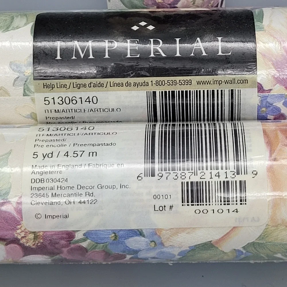 Imperial Prepasted Wallpaper‎ Border Lot of 3 Floral Lattice 5 Yards 51306140